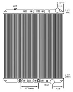 Freightliner Copper / Brass Radiator (With Oil Cooler) (3 Row Standard Core)