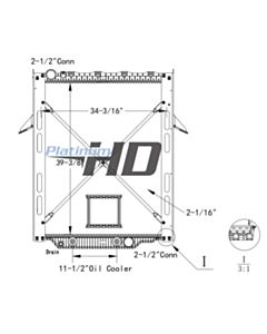 Mack-Volvo Plastic / Aluminum Radiator (With Horizontal Bottom Mounts) (With Framework)