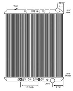 Freightliner Copper / Brass Radiator (With Oil Cooler) (3 Row High Efficiency Core)