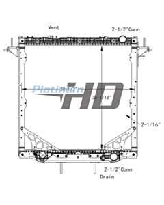 Freightliner, Western Star Plastic / Aluminum Radiator (Without Oil Cooler) (With Framework)