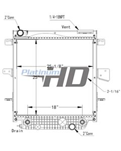 Mack Plastic / Aluminum Radiator (With Oil Cooler) (With Framework)