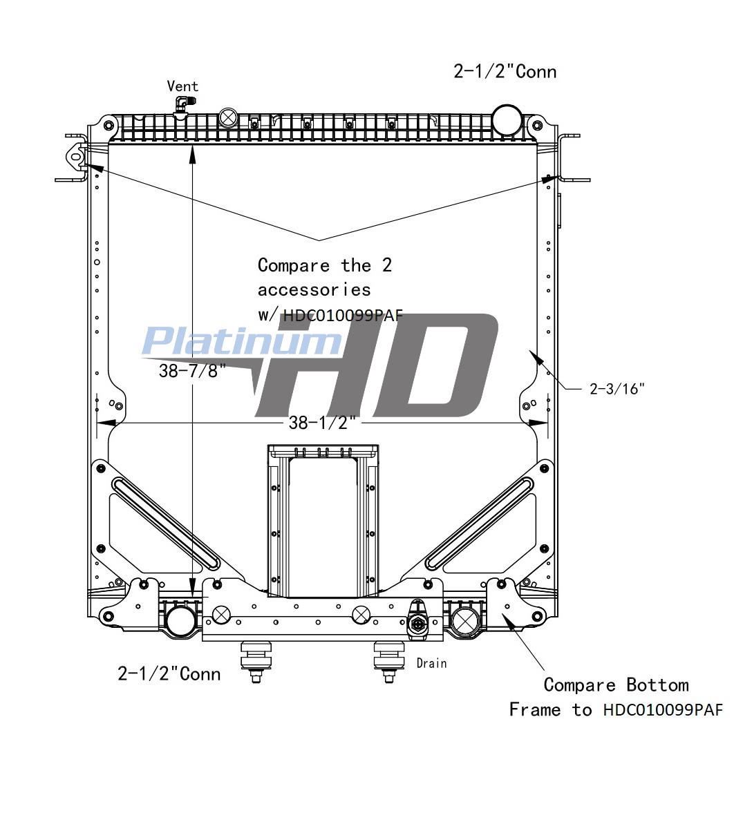 Freightliner Plastic / Aluminum Radiator (Without Oil Cooler) (With Framework) (With PTO)