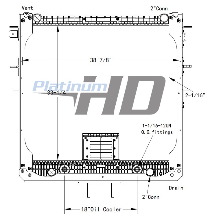 Freightliner-Western Star Plastic / Aluminum Radiator (With Oil Cooler) (With PTO) (With Framework)