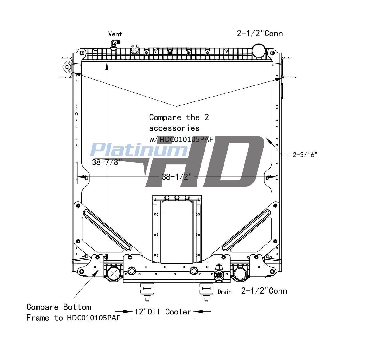Freightliner Plastic / Aluminum Radiator (With Oil Cooler) (With Framework) (With PTO)