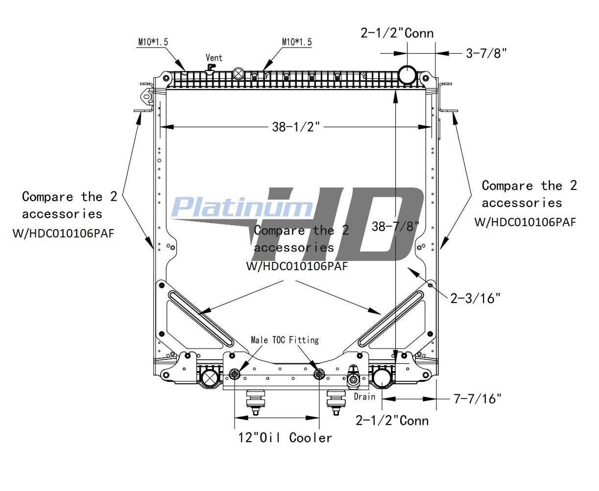 Freightliner Plastic / Aluminum Radiator (With Oil Cooler) (With Framework)