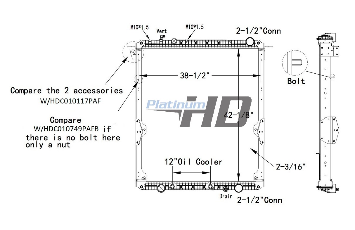 Freightliner Plastic / Aluminum Radiator (With Oil Cooler) (With Framework)