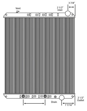Freightliner Copper / Brass Radiator (With Oil Cooler) (4 Row High Efficiency Core)