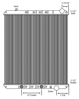 Freightliner Copper / Brass Radiator (With Oil Cooler) (3 Row Standard Core)