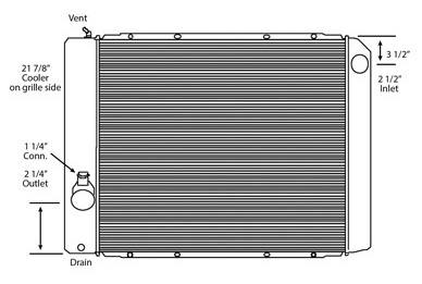 International / Ford Copper / Brass Radiator (With Oil Cooler on Grill Side)