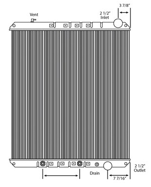 Freightliner Copper / Brass Radiator (With Oil Cooler) (3 Row Standard Core)