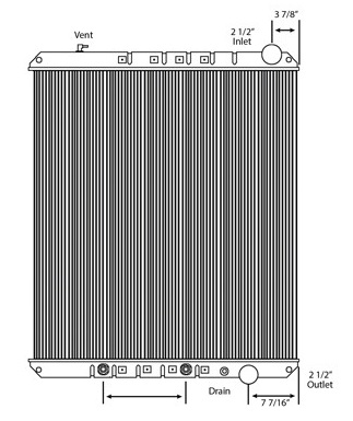 Freightliner Copper / Brass Radiator ( With Oil Cooler) (3 Row High Efficiency Core)