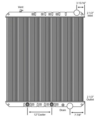 Freightliner Copper / Brass Radiator (With Oil Cooler) (3 Row High Efficiency Core)