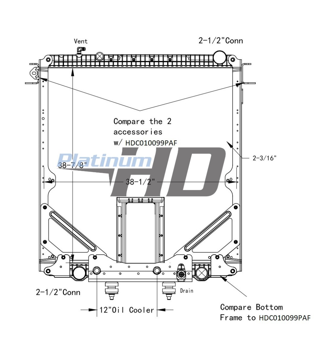 Freightliner Plastic / Aluminum Radiator (With Oil Cooler) (With PTO) (With Framework)