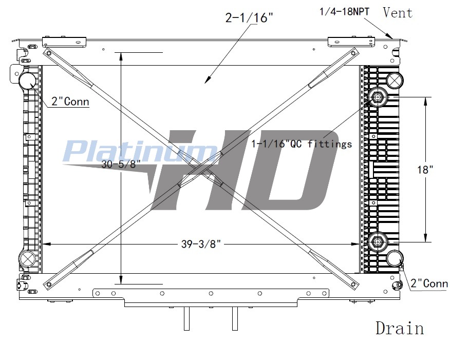 Freightliner Plastic / Aluminum Radiator (With Oil Cooler) (With Framework)