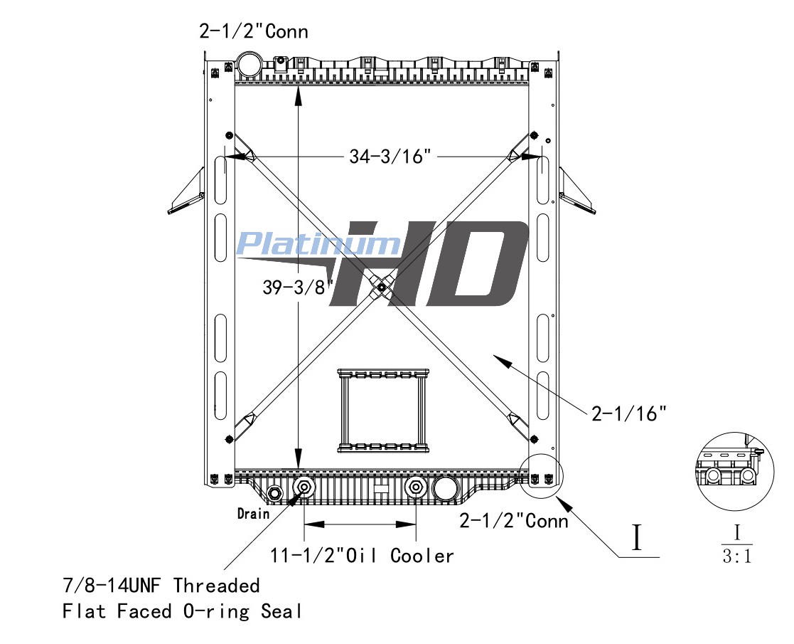 Mack-Volvo Plastic / Aluminum Radiator (With Horizontal Bottom Mounts)