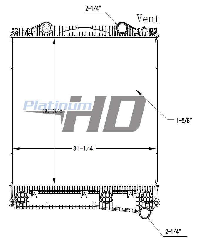 Kenworth-Peterbilt Plastic / Aluminum Radiator (Without Oil Cooler)